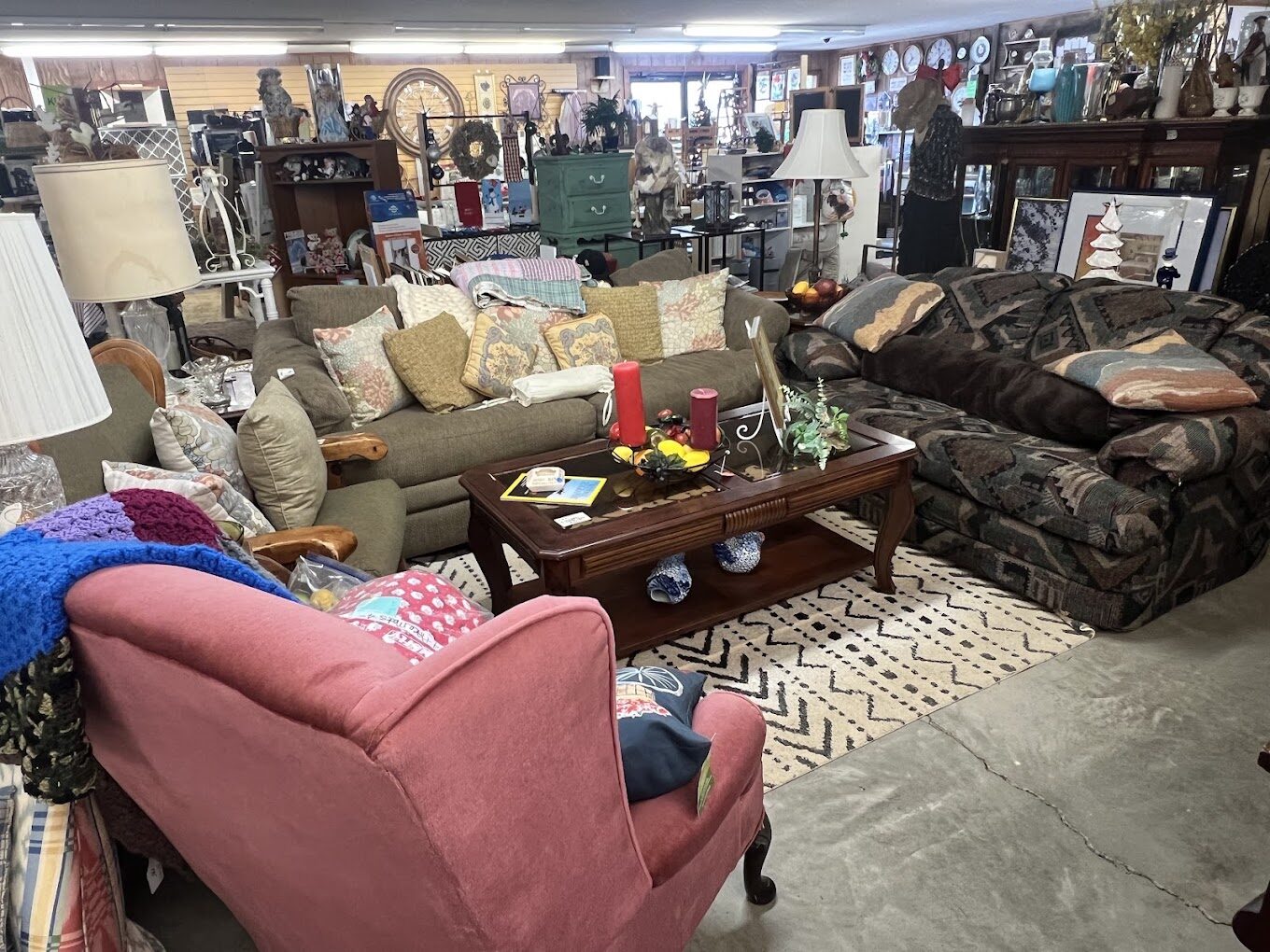 Sofas, chairs, and furniture at the Funny Farm Thrift Store